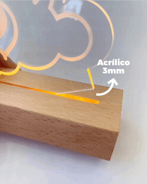 Base LED Madeira Luz Quente - Imagem 3